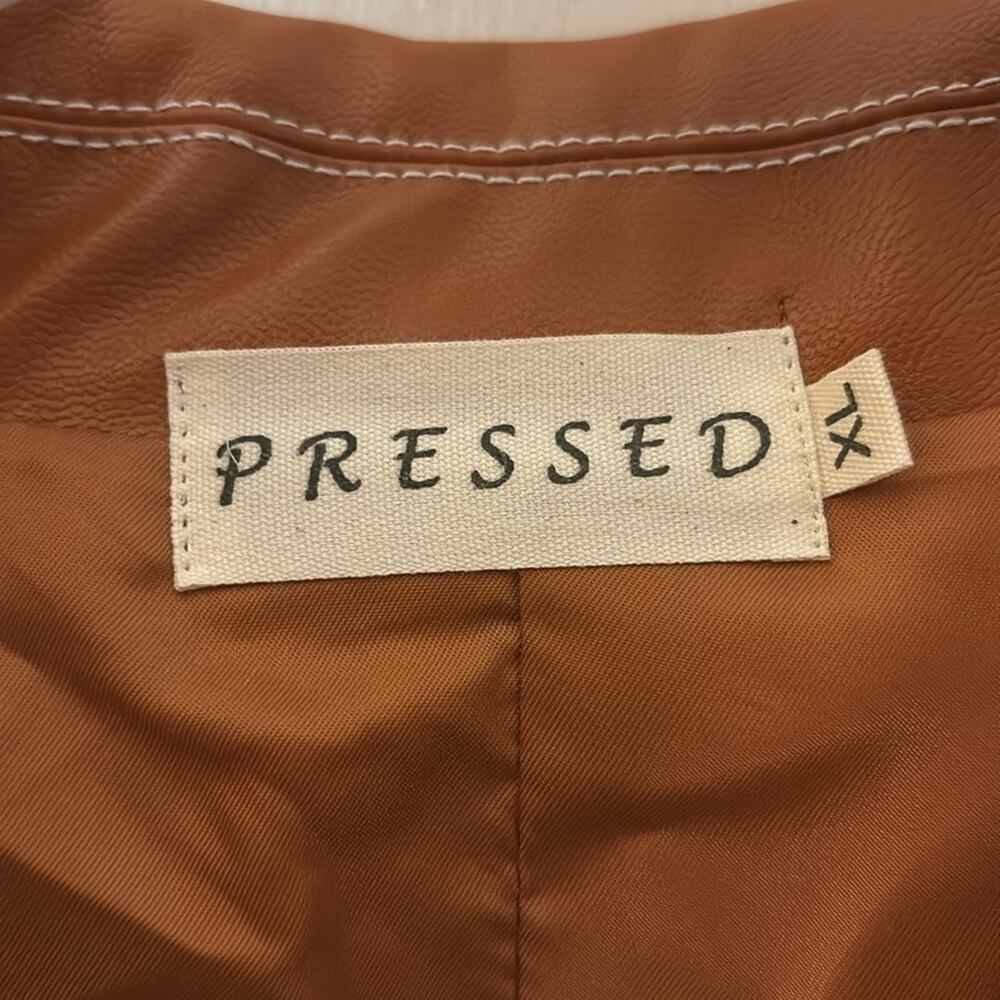 Pressed Brown Zip Up Peplum PU Jacket Swing Coat XL Boho Indie Rocker Glam Retro - Picture 12 of 12